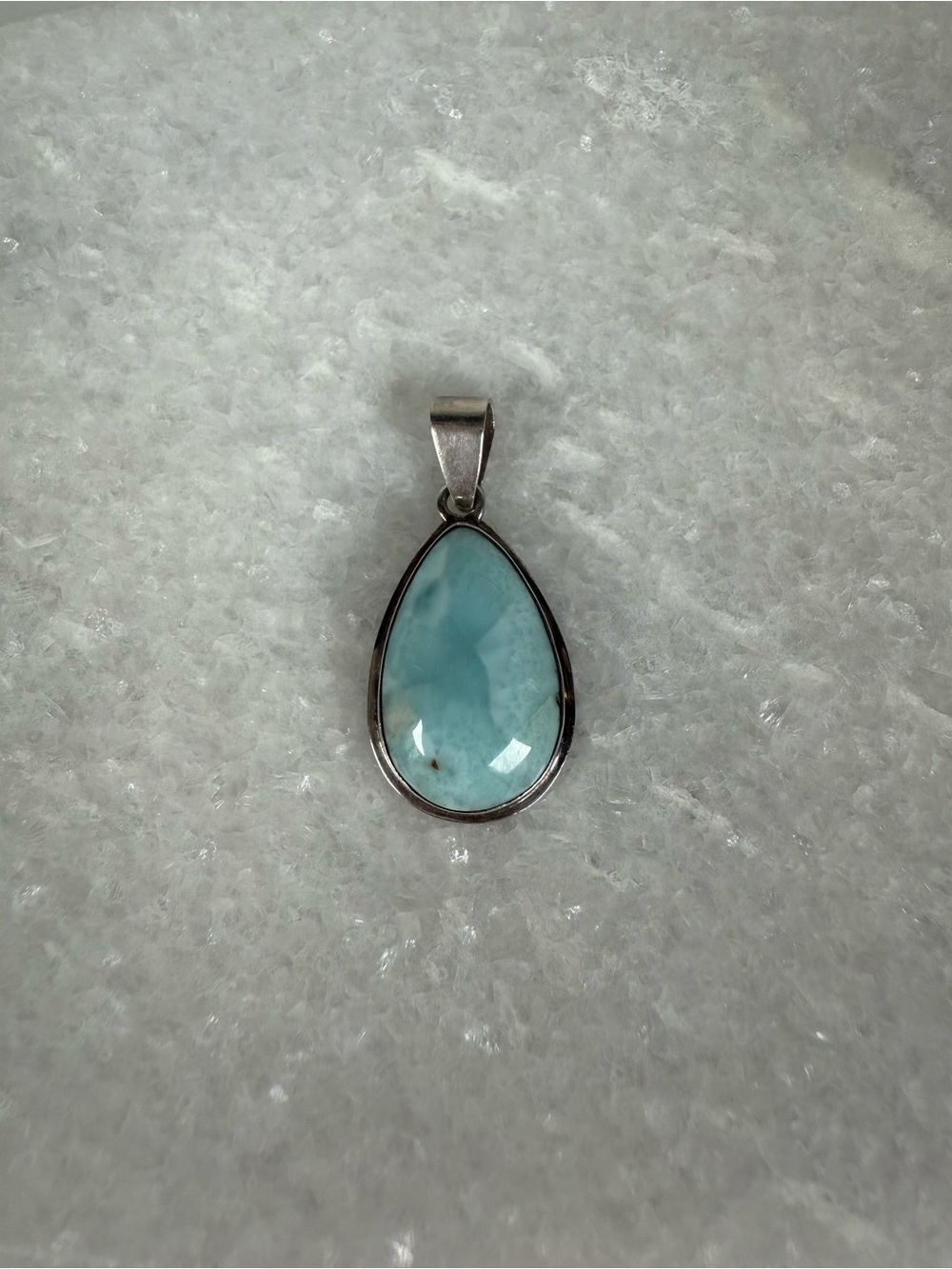 Larimar sterling silver teardrop pendant